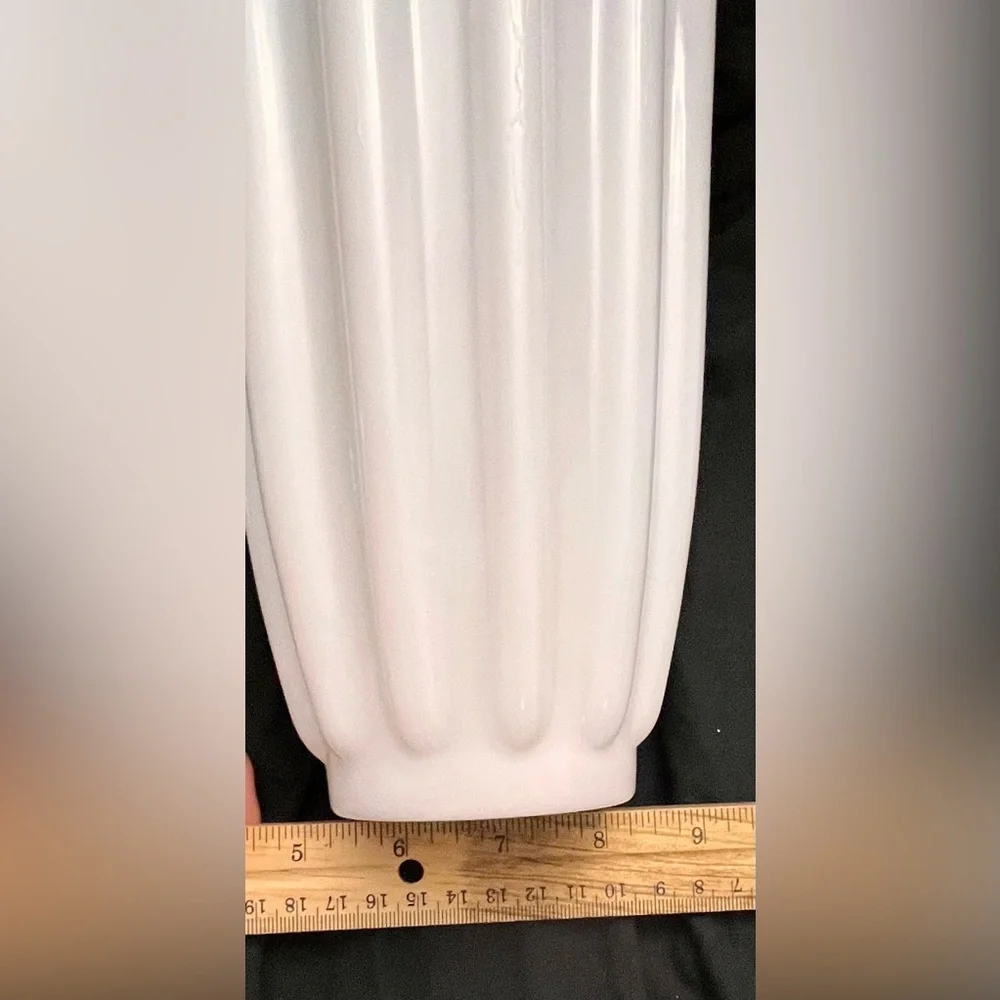 Fostoria Celestial Milk Glass Vase VTG MCM Asymmetric Ribbed 8